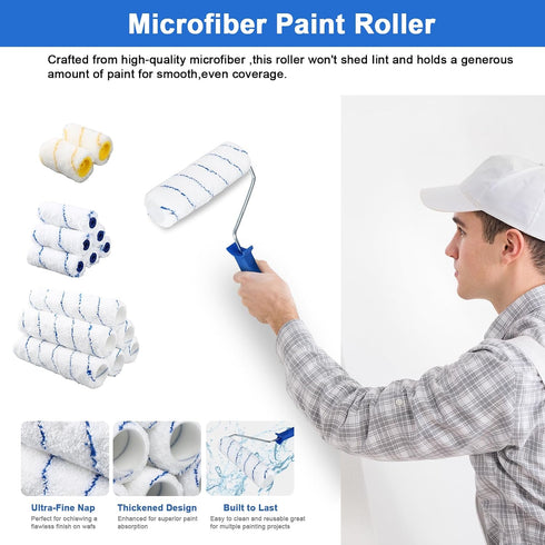 30PCS Pole-2 4 12",House Set Paint Roller Kit with Extension to FT,Wall Painting Supplies with Paint Edger Roller Brush