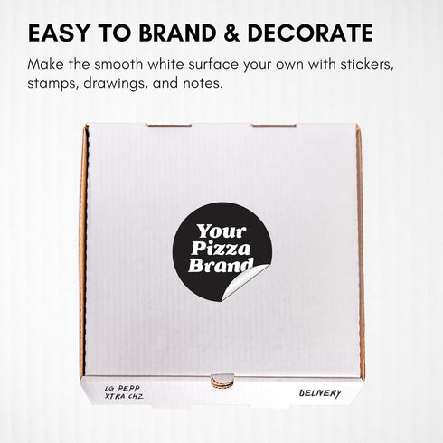 14 Inch White Pizza Boxes 25 Pack | Strong Corrugated Cardboard | USA Made Bulk Large Foldable Takeout Containers