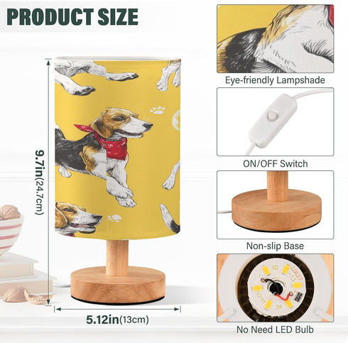 ALAZA Dogs Bubble Bedside Table Lamp with USB Port for Bedroom Nightstand Lamps Night Light Linen Fabric Shade Cylinder