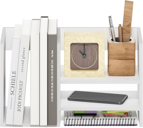 Furinno Hermite Wood Desktop Book and Home Office Supplies Storage Organizer, White
