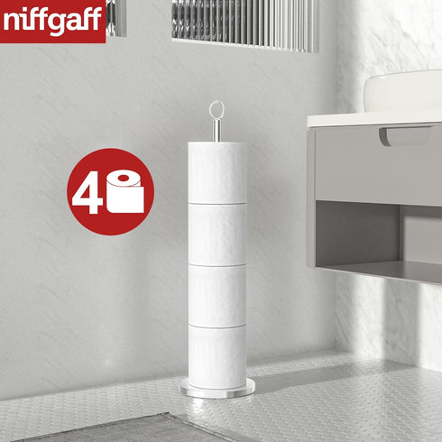 Toilet Paper Holder Stand, Free-Standing Stainless Steel Storage for Bathroom and Toilet Spare Rolls