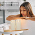 Flameless Candles, 3D Moving Flame Battery Operated Candles with Timer, Ivory Real Wax Electric LED Pillar 3" x 6"