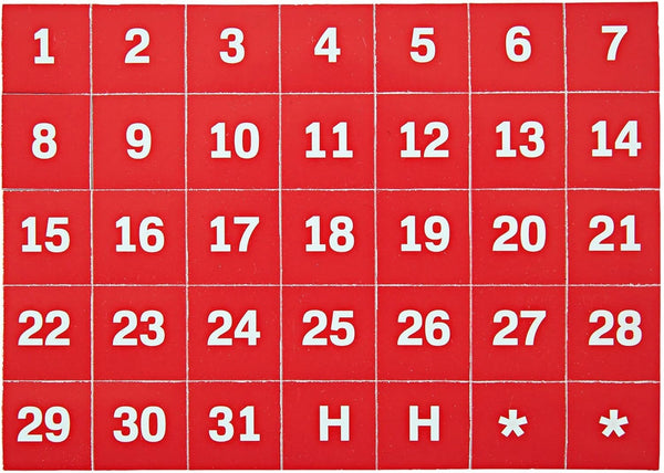 MasterVision Magnetic Calendar Board, Set of 35-1" Numbers, White on Red, Perfect for Dry Erase Planning