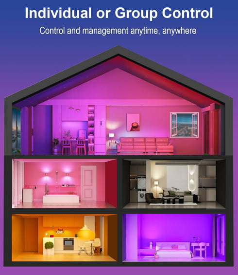 Smart Light Bulbs, 9W A19 E26 800LM WiFi Bluetooth LED Bulbs, Compatible with Alexa & Google Assistant - 4 Pack