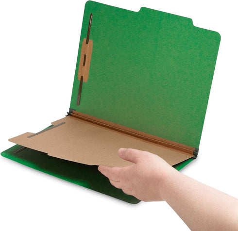 Blue Summit Supplies Classification Folders, 1-Divider, Letter Size, Green, 10 Pack with 2 Inch Tyvek Expansions