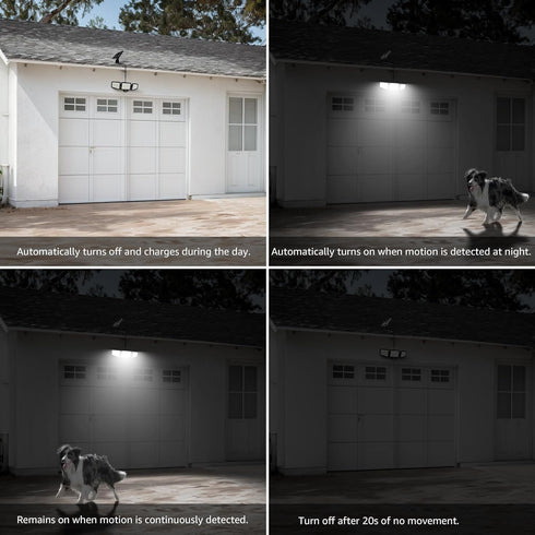 WL5000 3 270 IP65 Lepro Solar Lights for Outside, Motion Activated Security Lights, Separate Solar Panel, Adjustable