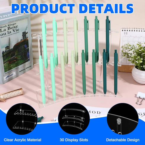 XEQWZVFR 3 Sets 2 Tool,30 1.3cm/0.51" Acrylic Pen Display Stand Tier Clear Pen Display Stand Rack Pencil Holder