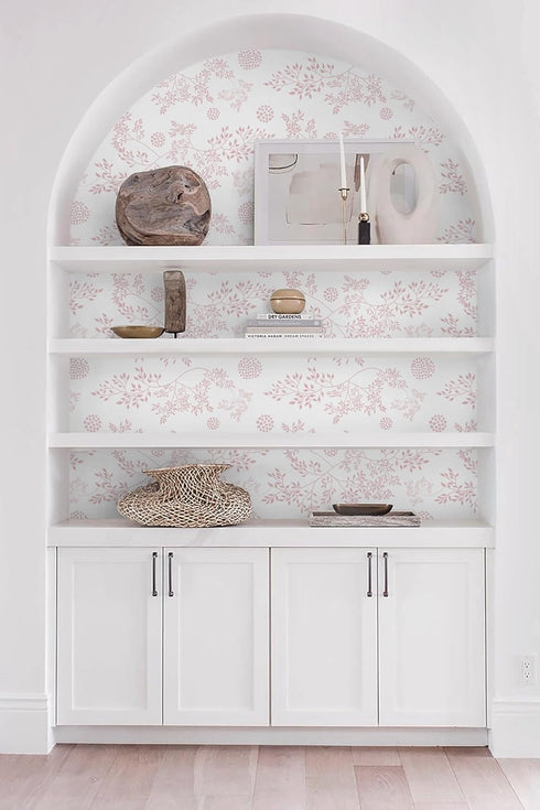 17.3"x196" Heroad Boho Peel and Stick Wallpaper Pink Floral Contact Paper Leaf Wall Paper Removable Self Adhesive