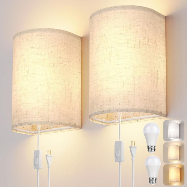 OCATO Plug in Wall Sconces Set of Two: Wall Light Wall Lamp
