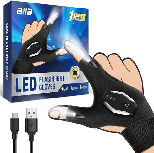 BIIB Fathers Day Mens Gifts for Husband Dad Rechargeable Flashlight Gloves, Birthday