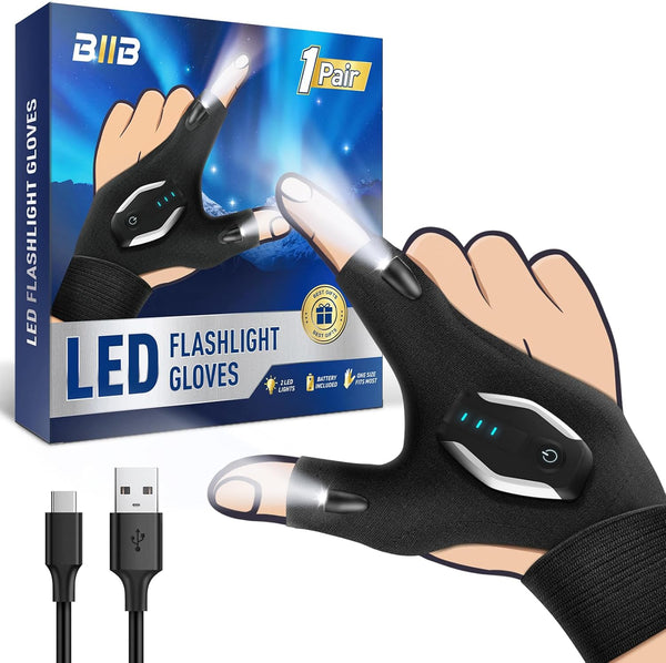BIIB Fathers Day Mens Gifts for Husband Dad Rechargeable Flashlight Gloves, Birthday
