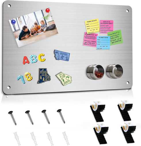 Magnetic Board 17.5" x 11.4", Magnet Bulletin Board for Notes, Photos, and Letters for Walls and Cabinets