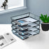 SETTFRFE 4-Tier Letter Tray Desk Organizer - Mesh Stackable File Trays for Desktop Paper Storage, Black