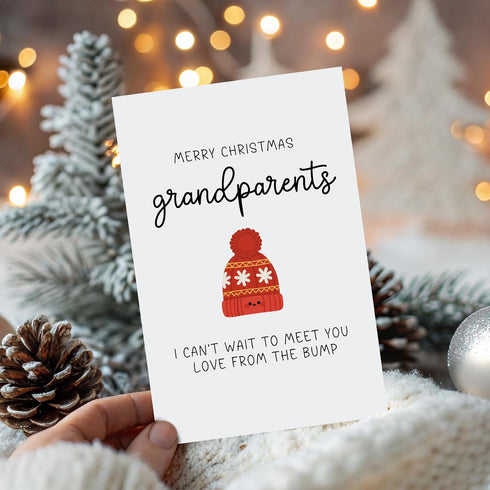 Naixiwen Christmas Pregnancy Announcement Card for Grandparents to Be, Christmas Pregnancy Reveal Card, New Baby Reveal