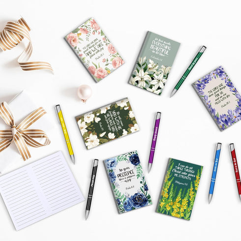 Geyee 24 Pcs Mini Motivational Pens, Inspirational Notepads, Bulk Appreciation Gifts, Small Journals Set