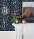 (17.32in 6.56ft) Tonal Floral Peel and Stick Wallpaper Navy Blue Floral Self Adhesive Waterproof Contact Paper
