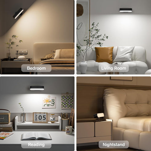 5 Hensam Wireless Battery Operated Wall Sconce for Bedroom, LED Rechargeable Wall Light for Paintings, Colors Stick on