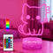 Glowix Cat Night Light, Cute Night Light, 16 Color Change Decor Lamp, Dimmable