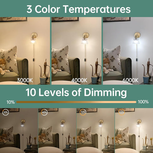Dimmable Shenmoyl Vintage Battery Operated Wall Sconce, Wireless Battery Powered Rose Wall Sconces with Remote Control