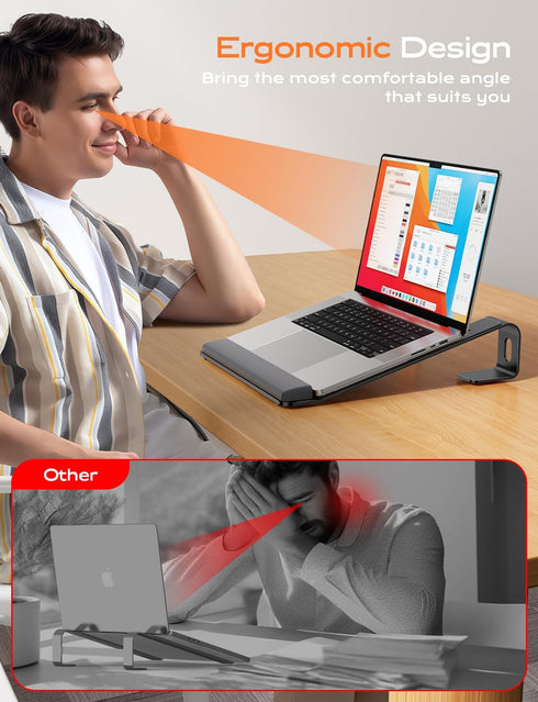 LOXP (10-17") Laptop Stand for Desk, Metal Laptop Stand with Wrist Support, Ergonomic Detachable Laptop Riser, Aluminum