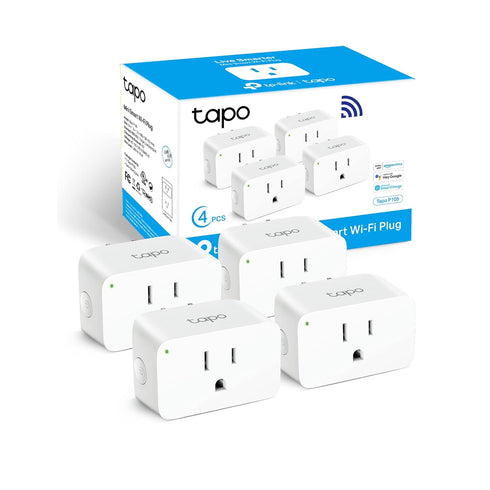 TP-Link Tapo Mini Smart Plug 15A, Wi-Fi Plug for Smart Home, Compatible with Alexa & Google Home, 4-Pack