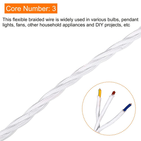 9.8Ft 18/3 MECCANIXITY Twisted Cloth Covered Wire, Cloth Covered Electrical Wire Vintage Industrial Electronic Wire