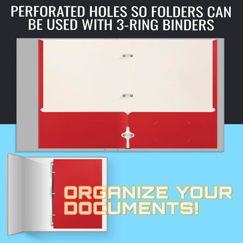 Better Office Products Two Pocket Portfolio Folders, 50-Pack, RED, Letter Size Paper Folders