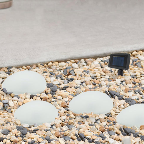 SUNNYPARK Solar Garden Lights Outdoor Set of 4 Plastic Pebble Shape Decorative Rock Lights - Waterproof Warm White
