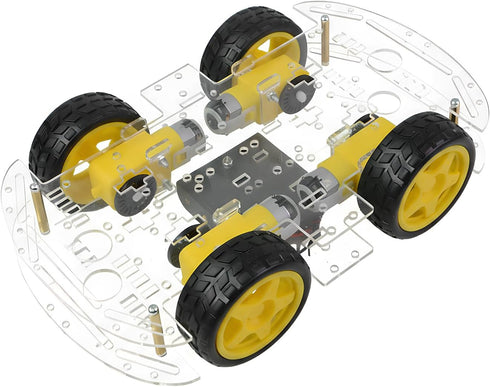 4WD 4 (4WD Robot Car Chassis Kit with TT Motor, Battery Box, Acrylic Chassis and Wheels for Robotics Projects, Smart