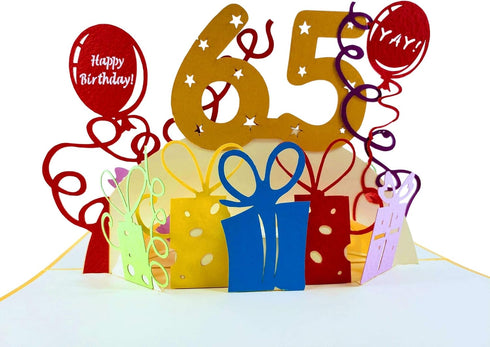 iGifts And Cards Happy 65th Birthday 3D Pop Up Greeting Card - Unique Celebration for Husband, Wife, Best Friend