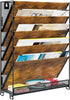 PAG Wall File Organizer, 6-Tier Rustic Hanging Holder for Documents and Magazines, Brown