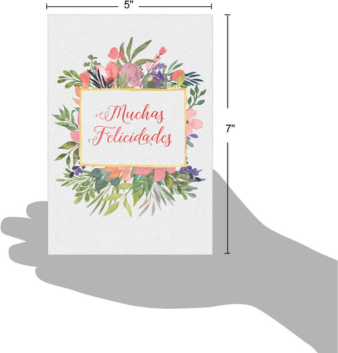 NobleWorks Spanish Congratulations Greeting Card with 5 x 7 Inch Envelope, Good Luck, Muchas Felicidades