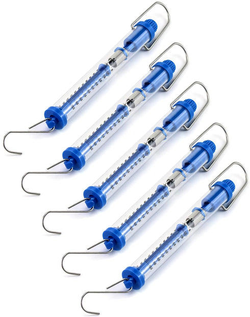QWORK Plastic Tubular Spring Scale - 5 Pack 1000g/10N Capacity, Clear Plastic Body with Zeroing Capability