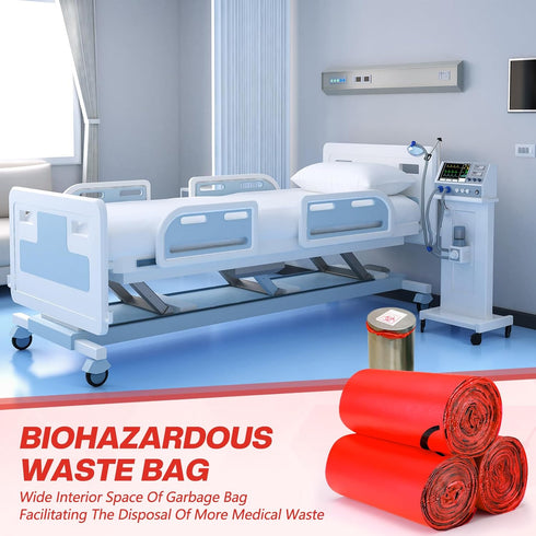 Geiserailie 200 Pack 14.5" 19" 3 x Biohazard Waste Bags Gallon Red Trash Liner with Hazard Symbol for Infectious Waste