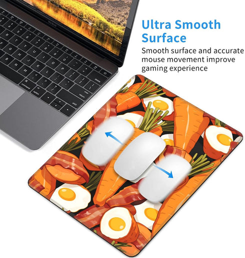 Generic Carrot Egg& Bacon Medley Non-Slip Mouse Pad, Polyester Desk Mat for Gaming Office Home