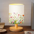 VIHOSE Wild Flower Kids Table Lamp for Bedroom Kids Bedside Lamp with Linen Wooden Nightstand Cartoon Nursery Lampshade