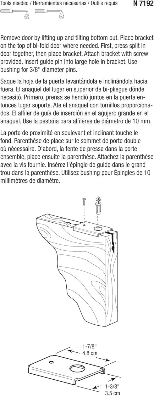Prime-Line N 7192, Top or Bottom Mount, Bi-fold Door Repair Bracket for Wood (2-Pack)