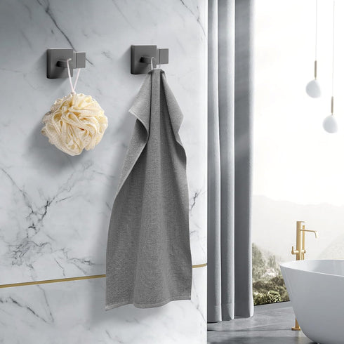 Stainless Steel Towel Hooks - Heavy Duty Robe Hook Coat Hook, Wall Mounted for Bathroom Kitchen Bedroom, 2 Pack Grey