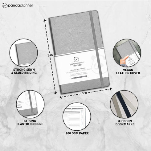 Panda Planner Undated Daily Planner - 90 Day Organization for Entrepreneurs - Set Goals - Bonus Weekly & Monthly Agenda