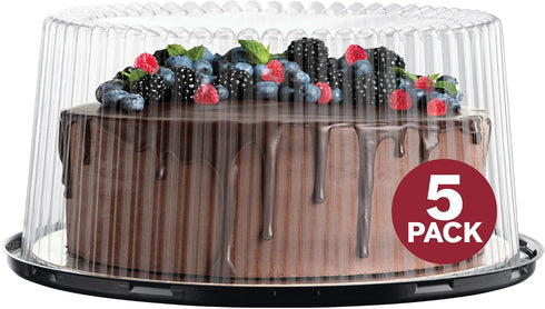 10 - 11" Plastic Disposable Cake Containers Carriers with Dome Lids and