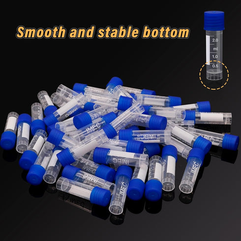 100 Pcs 2ml Small Vials with Screw Caps, Centrifuge Tubes, Plastic Sample Tubes, Cryogenic Vials with Lids
