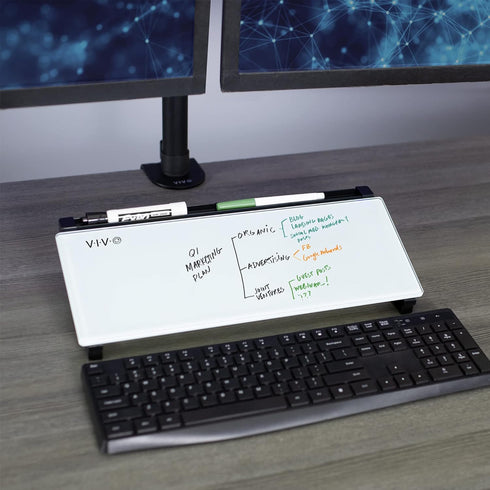 VIVO 16 x 7 inch Desktop Whiteboard with Marker Slot, Non-Streak White Surface, Black Frame