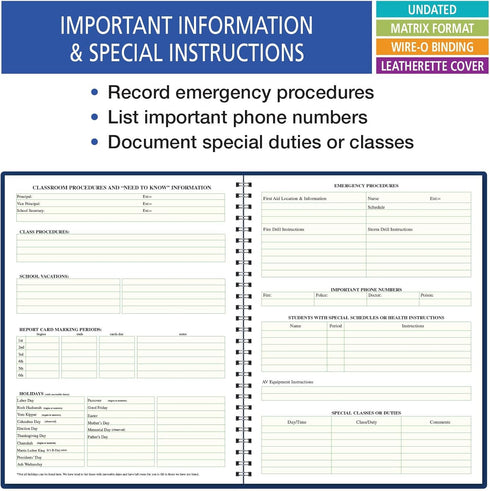 Elan Publishing Company 7 Period Teacher Lesson Plan, Days Horizontally Across the Top (W101)