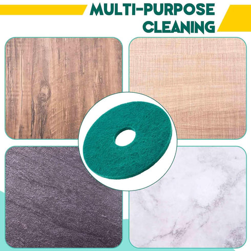 2 12" Commercial Teenyyou Pcs Green Scrubbing Pads Cleaning Orbiter Pads-Maintenance Non Woven for Floor Buffer Machine