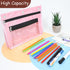 YoeeJob 1 Pack Pencil Pouch for 3 Ring Binder, Expandable Zipper Binder Pouches with Large Capacity Clear Window, Pink