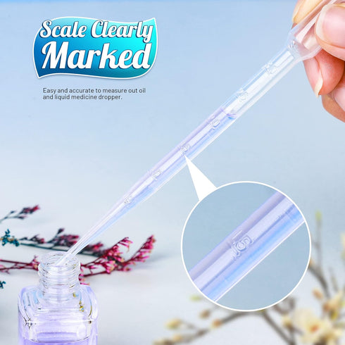 Teenitor 3ML Pipettes Plastic Eye Droppers, 25PCS Transfer Pipettes for Essential Oils, Dropping Liquids