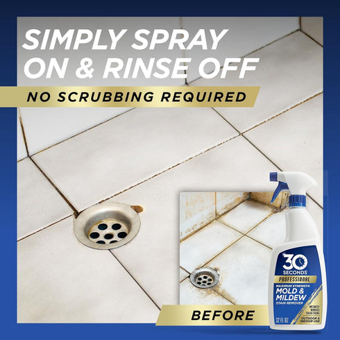 30 32 Oz. SECONDS Pro Mold and Mildew Stain Remover | Scrub Free | Brighter Results Instantly | Ready To Use | Fl.
