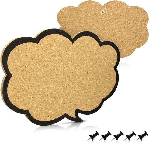 Navaris Cork Board Bulletin Board, Thought Bubble Design 11 x 17 in, includes 5 Pins for Message Display