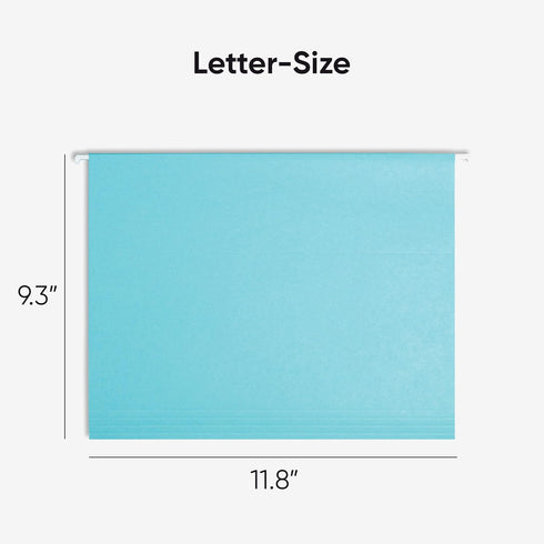 Smead Standard Hanging File Folders, Aqua Blue, 25 Count, Letter Size, 1/5-Cut Adjustable Tabs (64058)