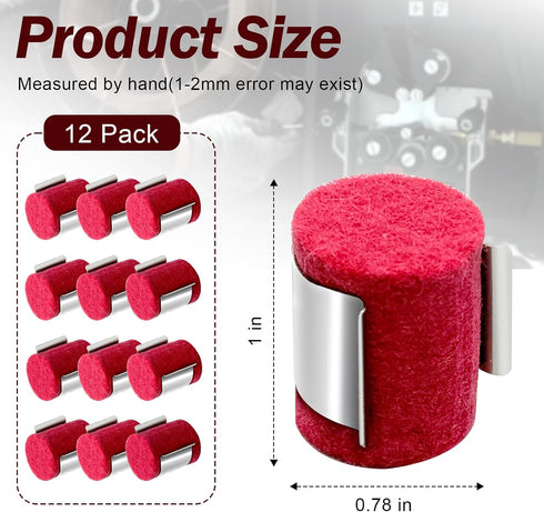 Gvvycc 12-Pack MIG Welding Wire Cleaner Pads, Red Felt Lubricator Pads for Wire Feeders, Professional Welding